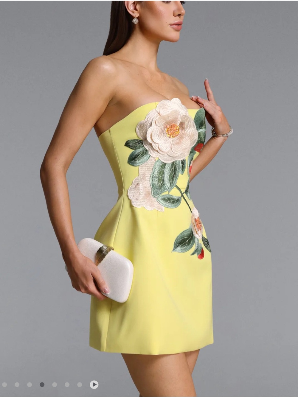 NWT Bella Barnett Doris Elegant Tailored Strapless 3D Floral Embroidered Dress L - Picture 2 of 9